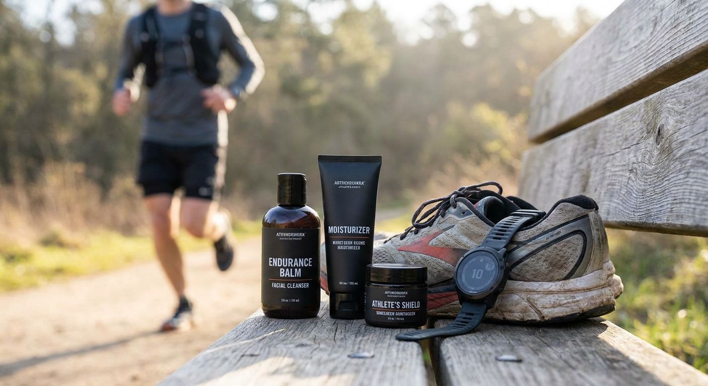 Skincare set for men doing endurance sports like running