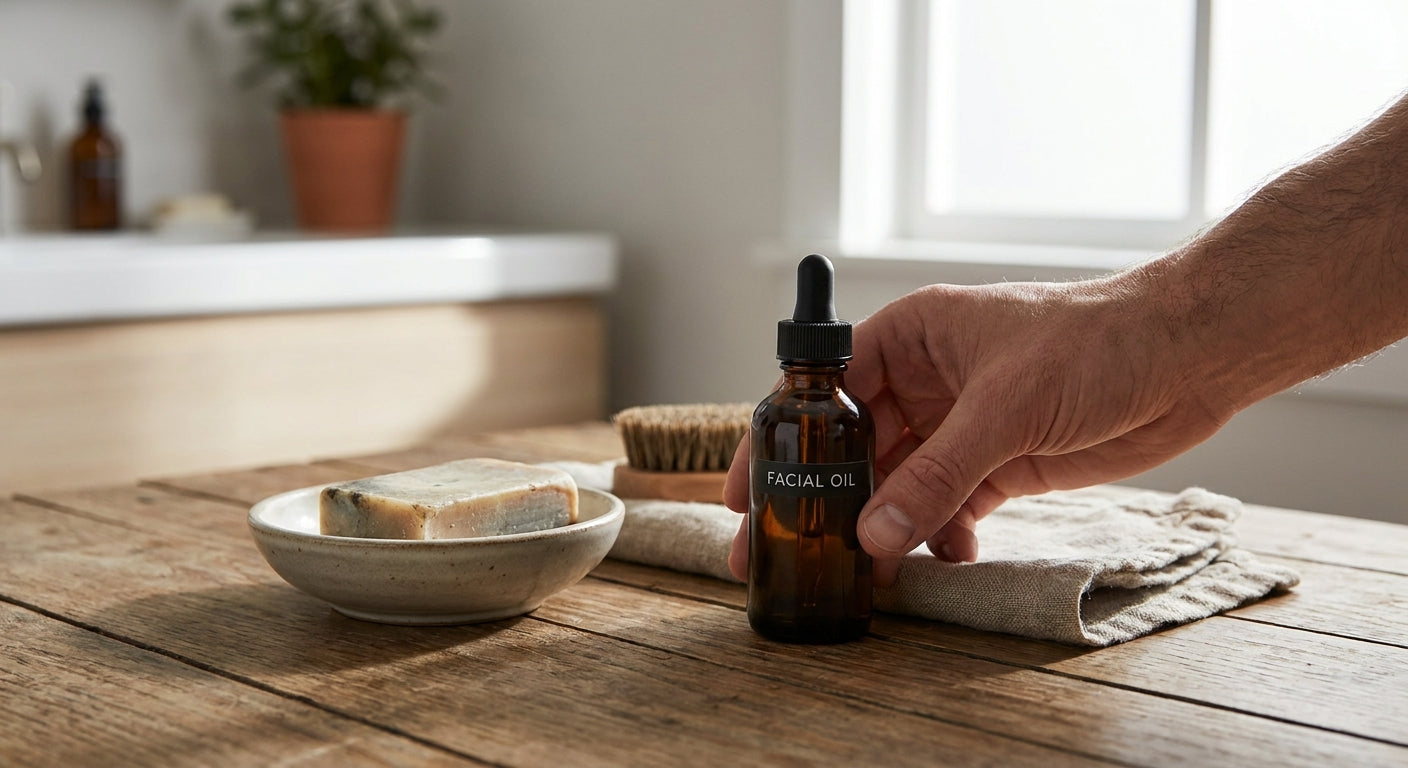 Facial oil for men transitioning off bar soap