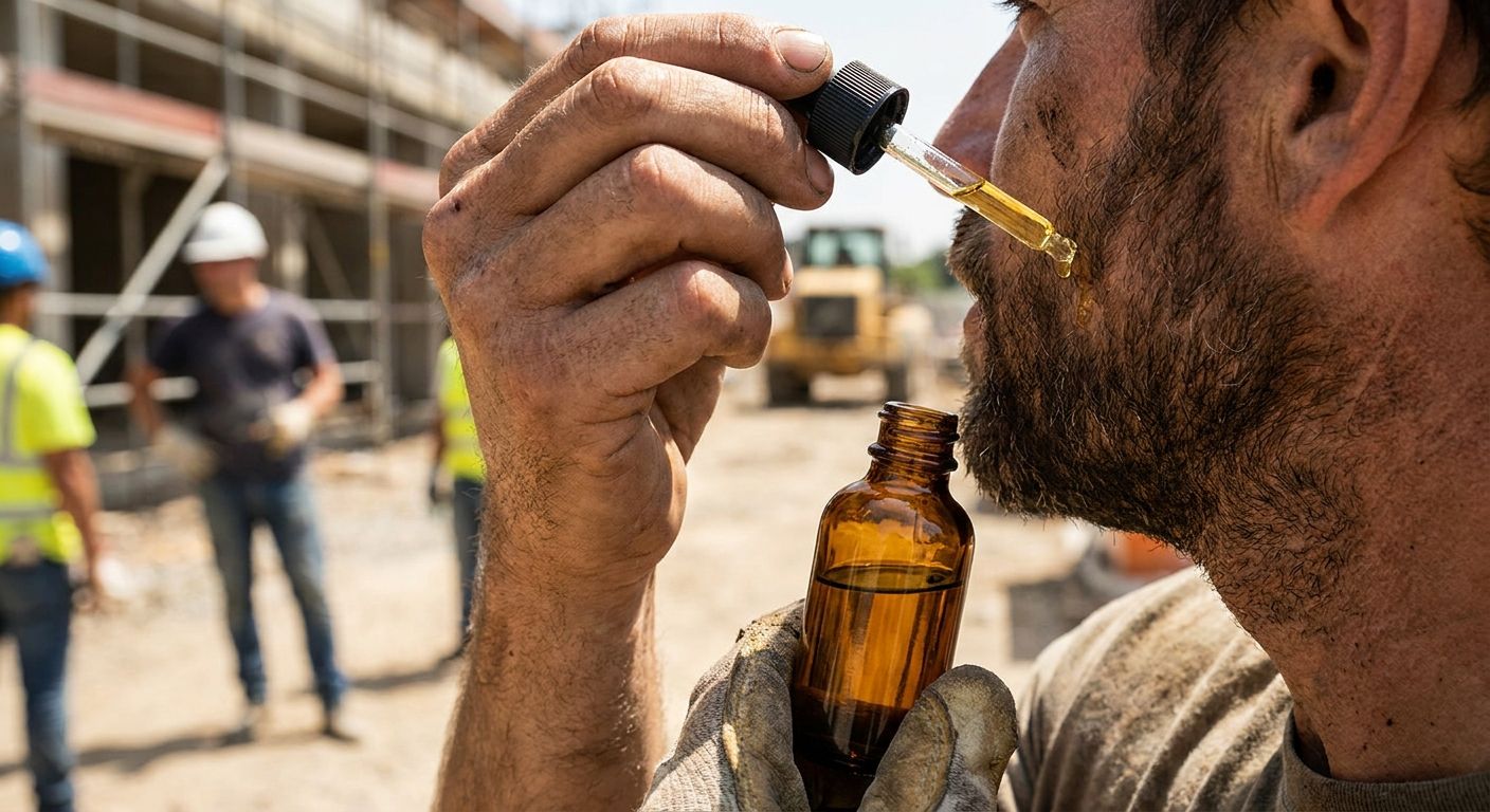 Facial oil for men working construction in direct sun