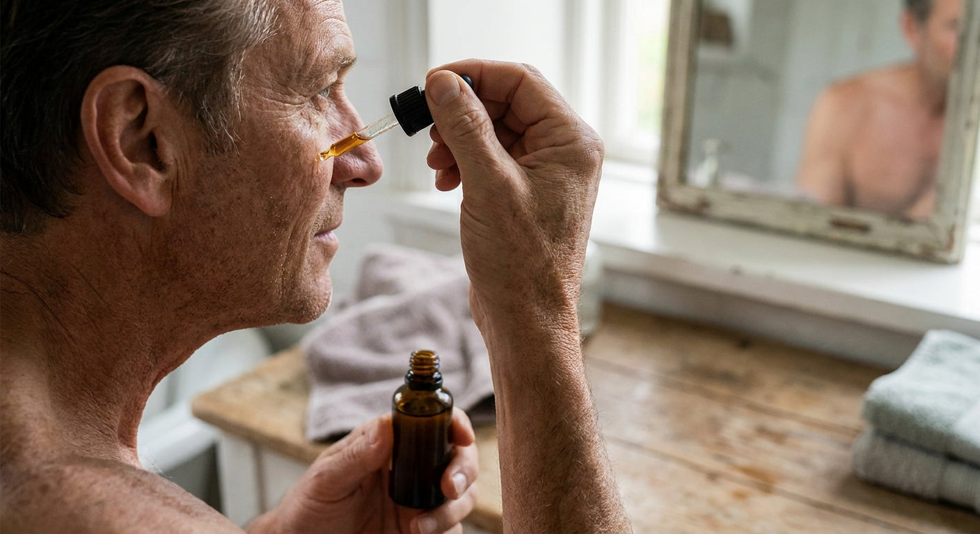 Facial serum for men whose skin is aging from years of smoking