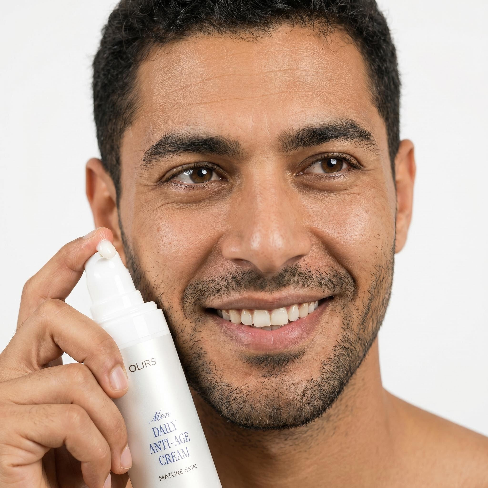 Anti-Age Day Cream - Character Holding Product | OLIRS Men's Skincare